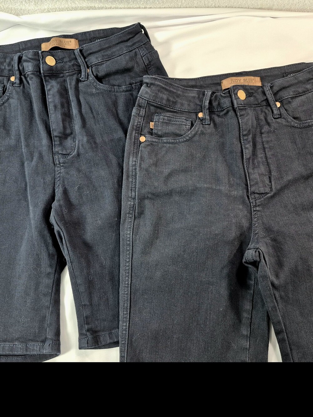 Bundle of 2 Judy Blue Garment Dyed Tummy Control Bermuda Shorts Size M. Blue/Blk
